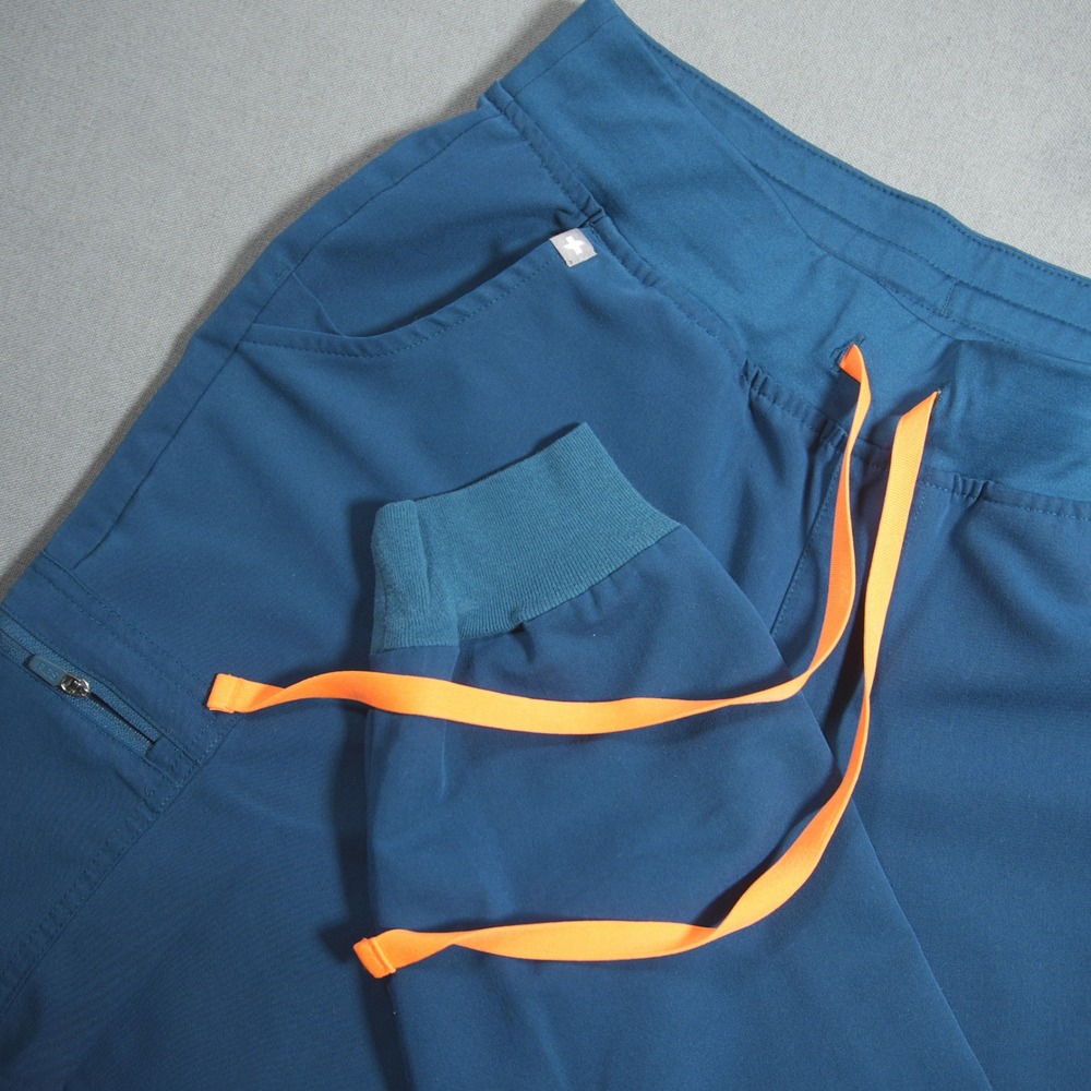 Figs Zamora Jogger Women Scrub Pants S/P Blue Orange Drawstrings Medical Dental